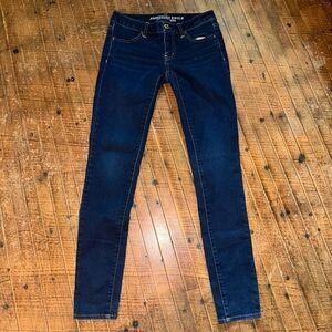 American Eagle dark wash size 2 long super stretch jeggings
